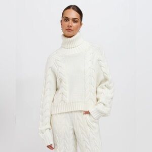 Brunette The Label Adele Knit Turtleneck in Cream – Size L/XL – NWT